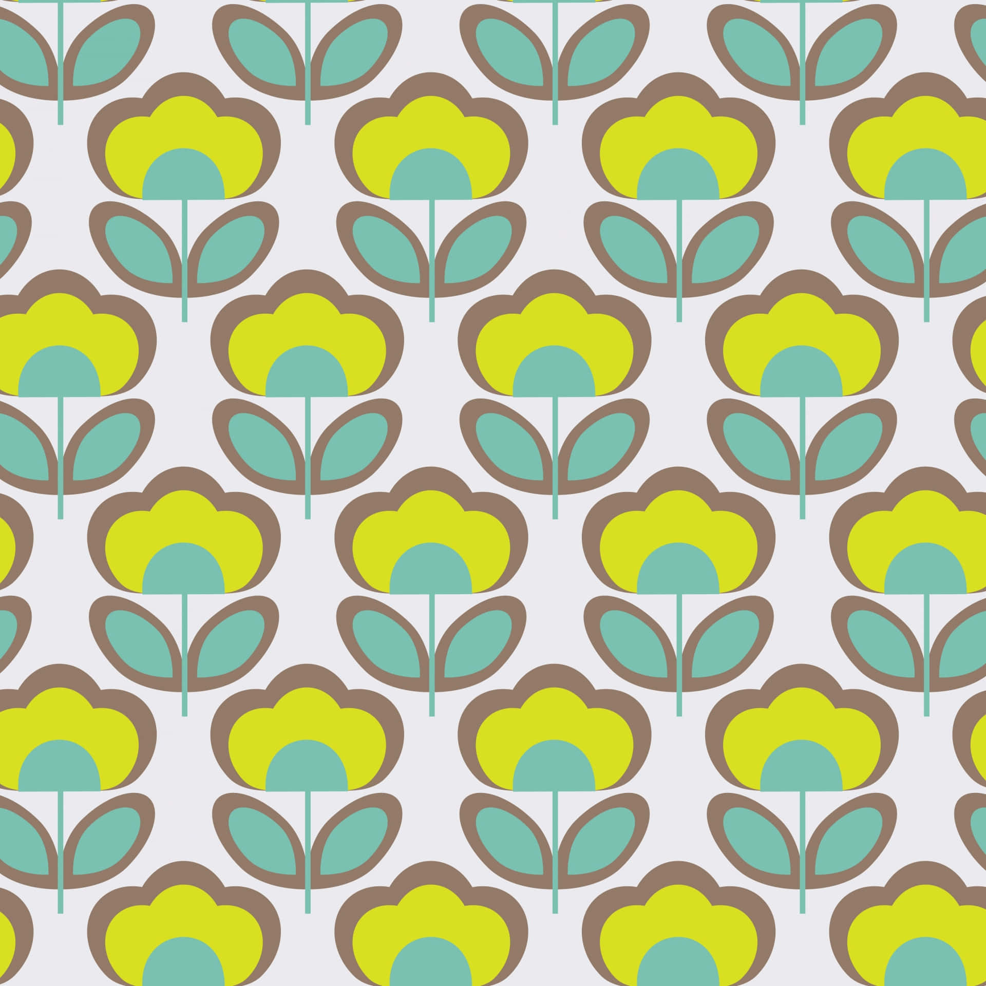 70s floral, stylized flowers, lime green, Full HD Desktop Wallpaper