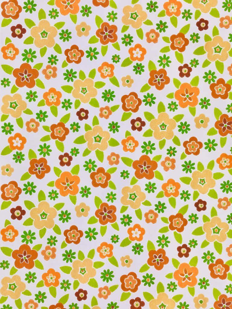 70s floral, retro floral pattern, orange yellow, SD Phone Wallpaper