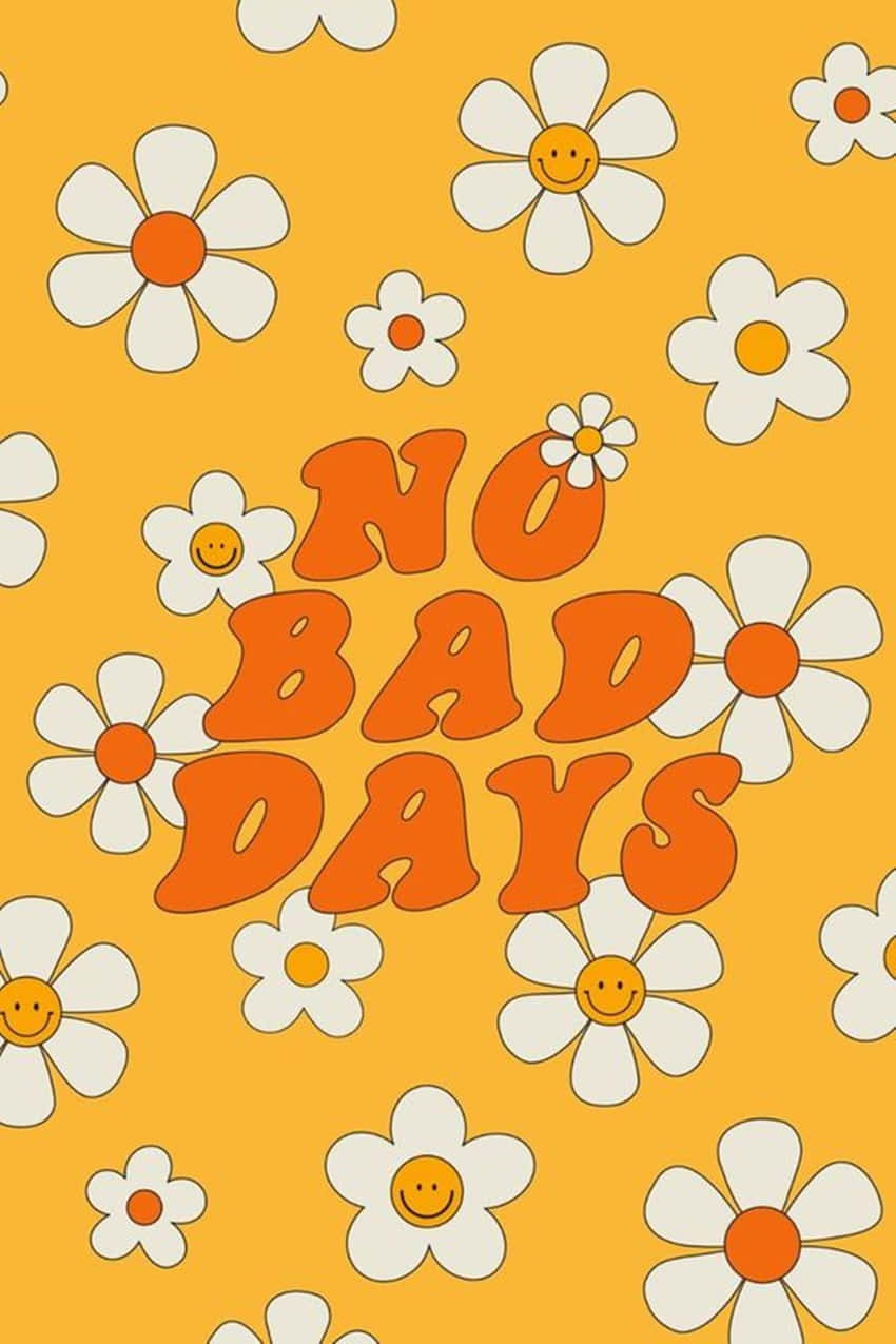 70s hippie, vibrant orange background, white daisies, SD Phone Wallpaper