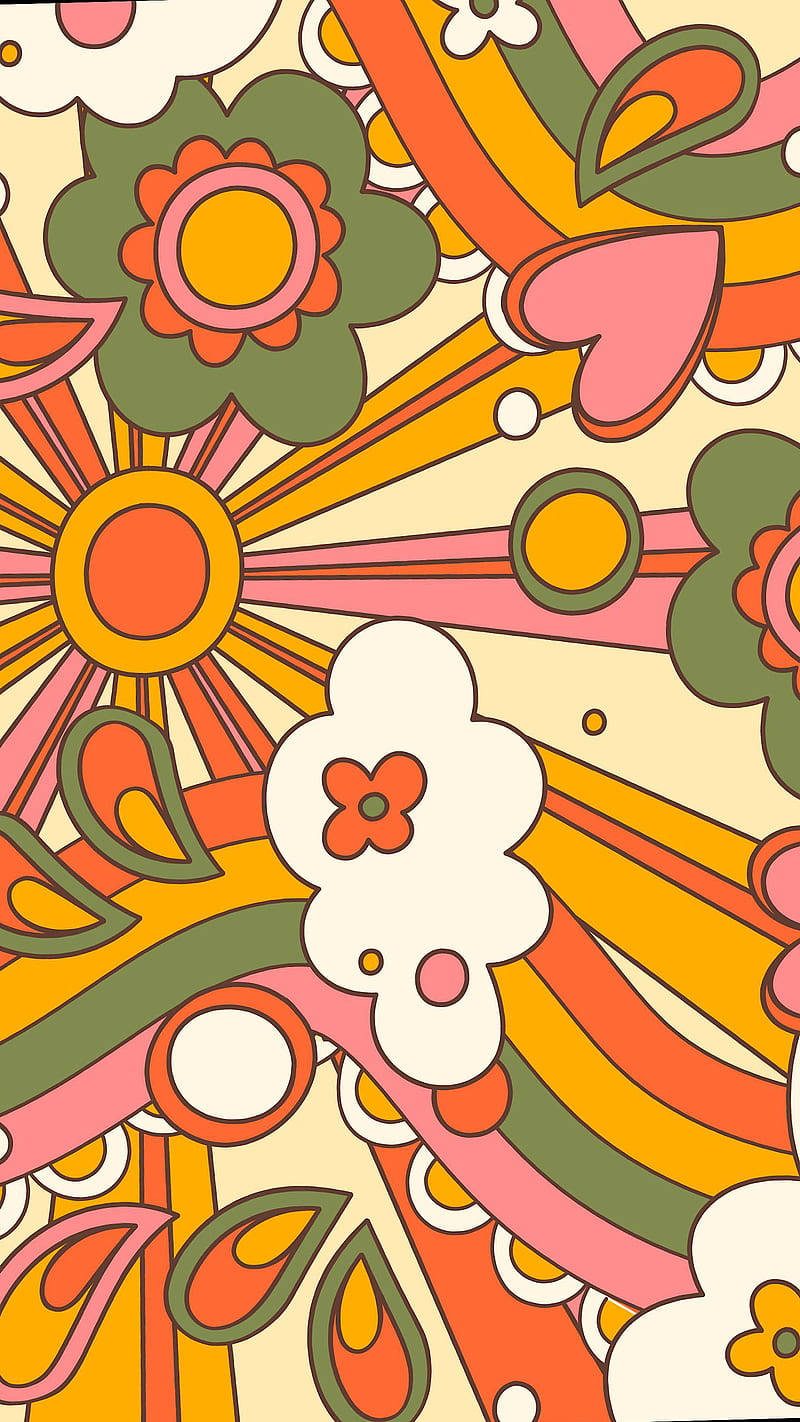 70s, pink, yellow, HD Phone Wallpaper