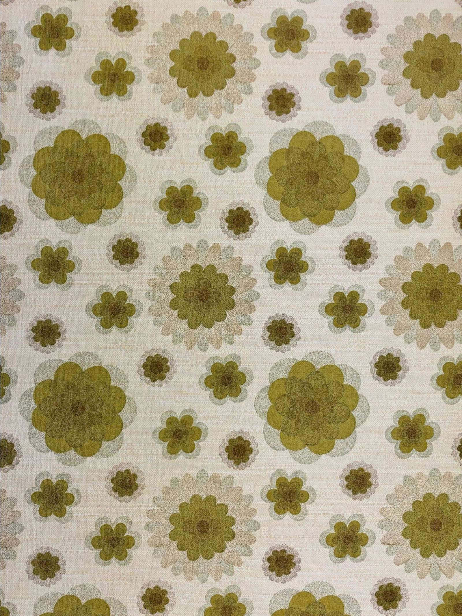 70s floral, olive green, cream, Full HD Phone Wallpaper