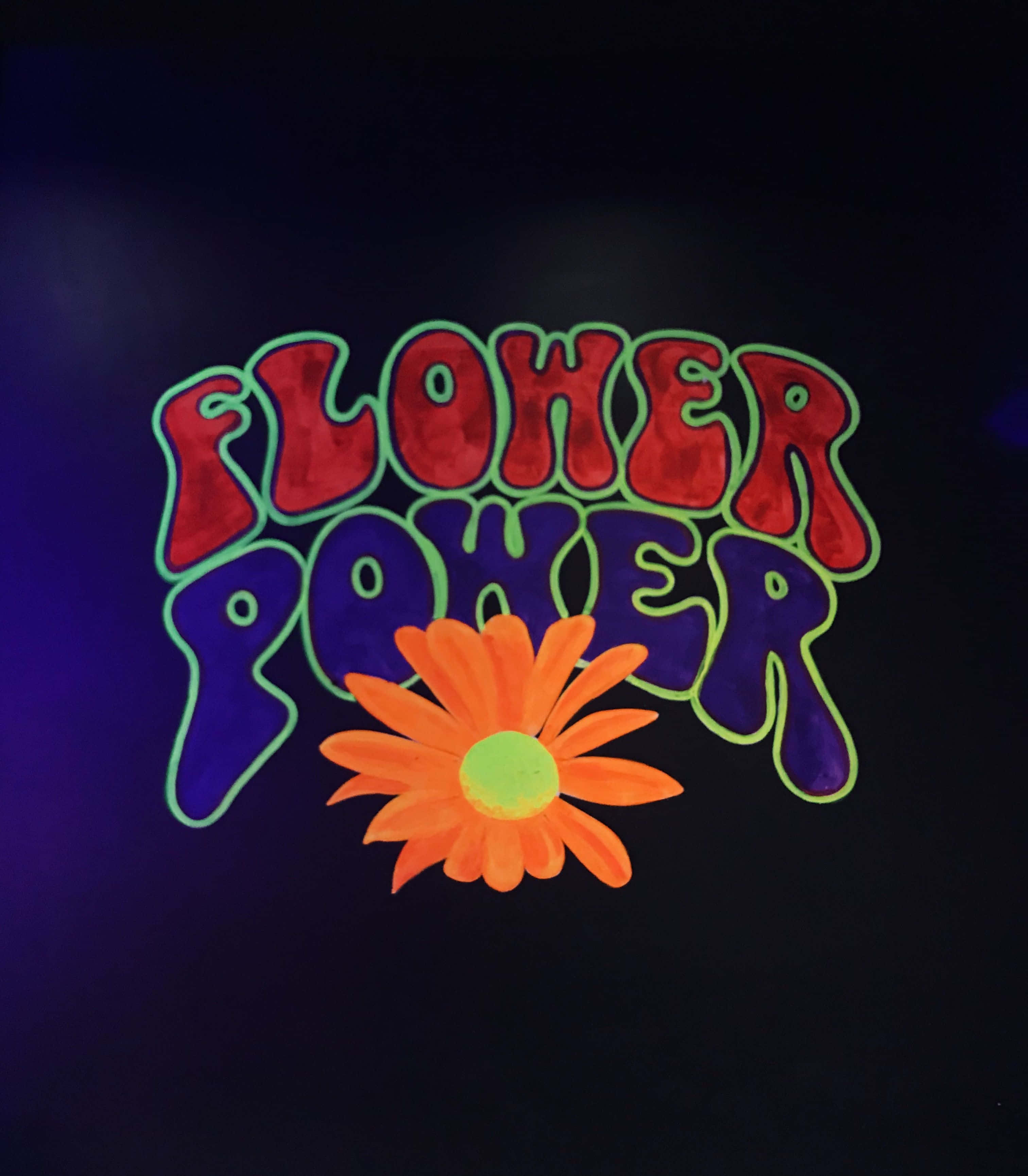 70s hippie, flower power, neon sign, 2K Phone Wallpaper