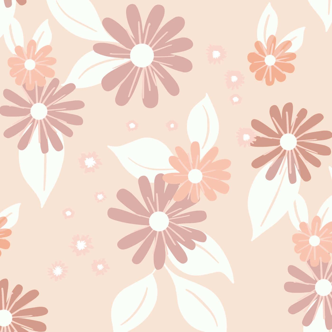 retro floral pattern, pastel wallpaper, stylized daisies, HD Desktop Wallpaper