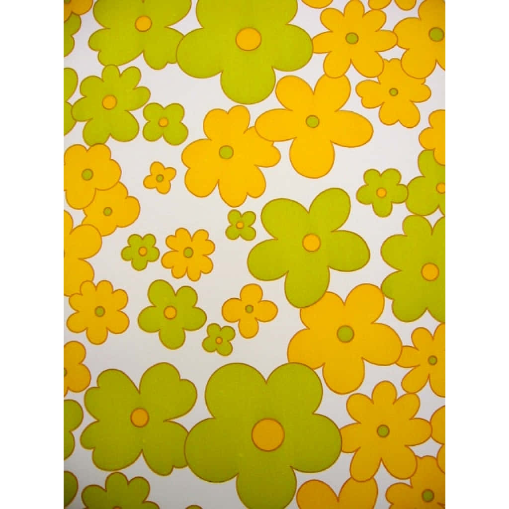 retro yellow green floral pattern, lime green, yellow, SD Desktop Wallpaper