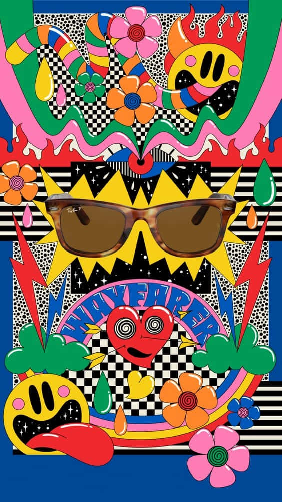 70s Hippie, sunglasses, flowers, SD Phone Wallpaper