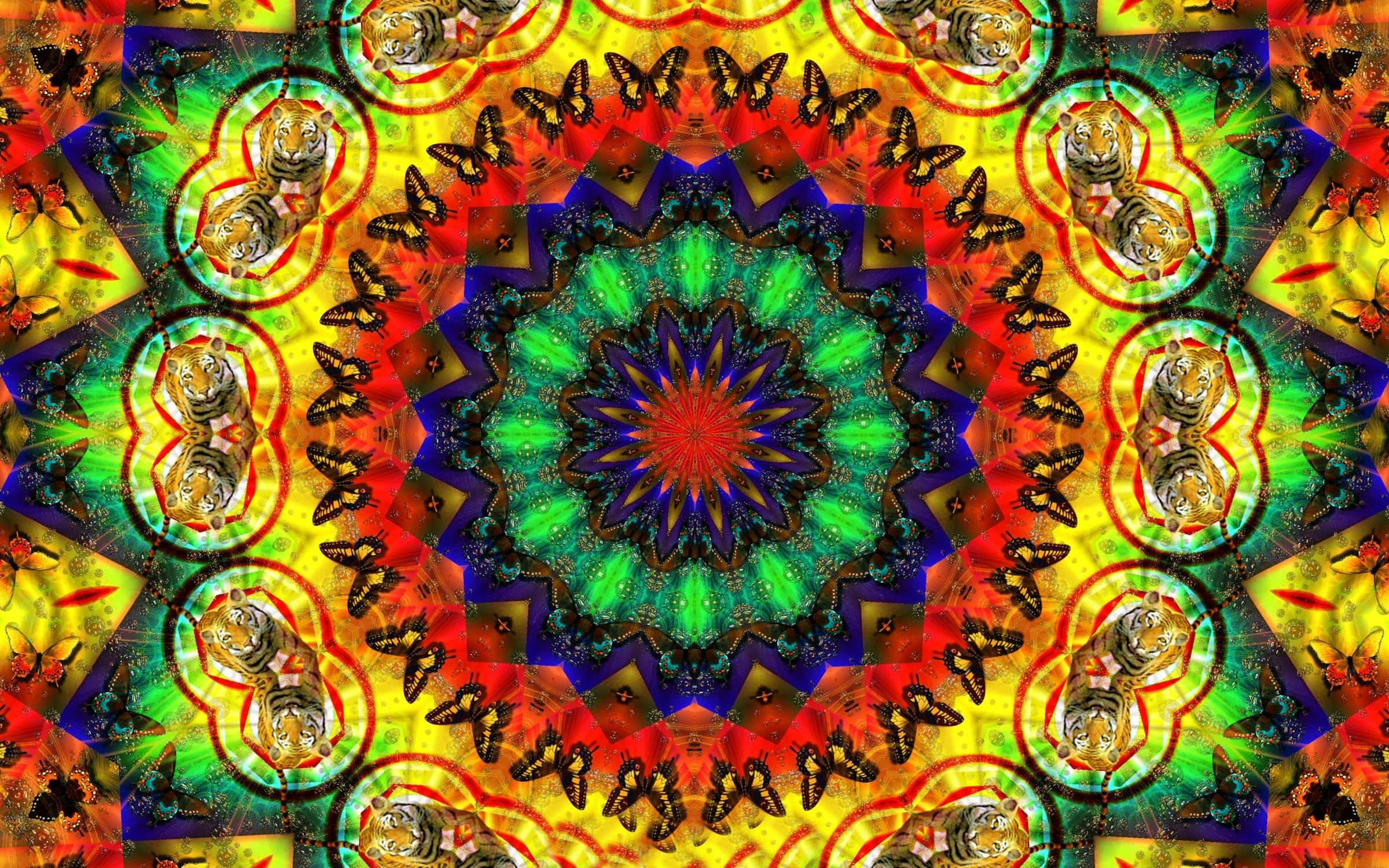 70s hippie, Peace, Love, and Rock 'n' Roll, kaleidoscopic mandala, Full HD Desktop Wallpaper