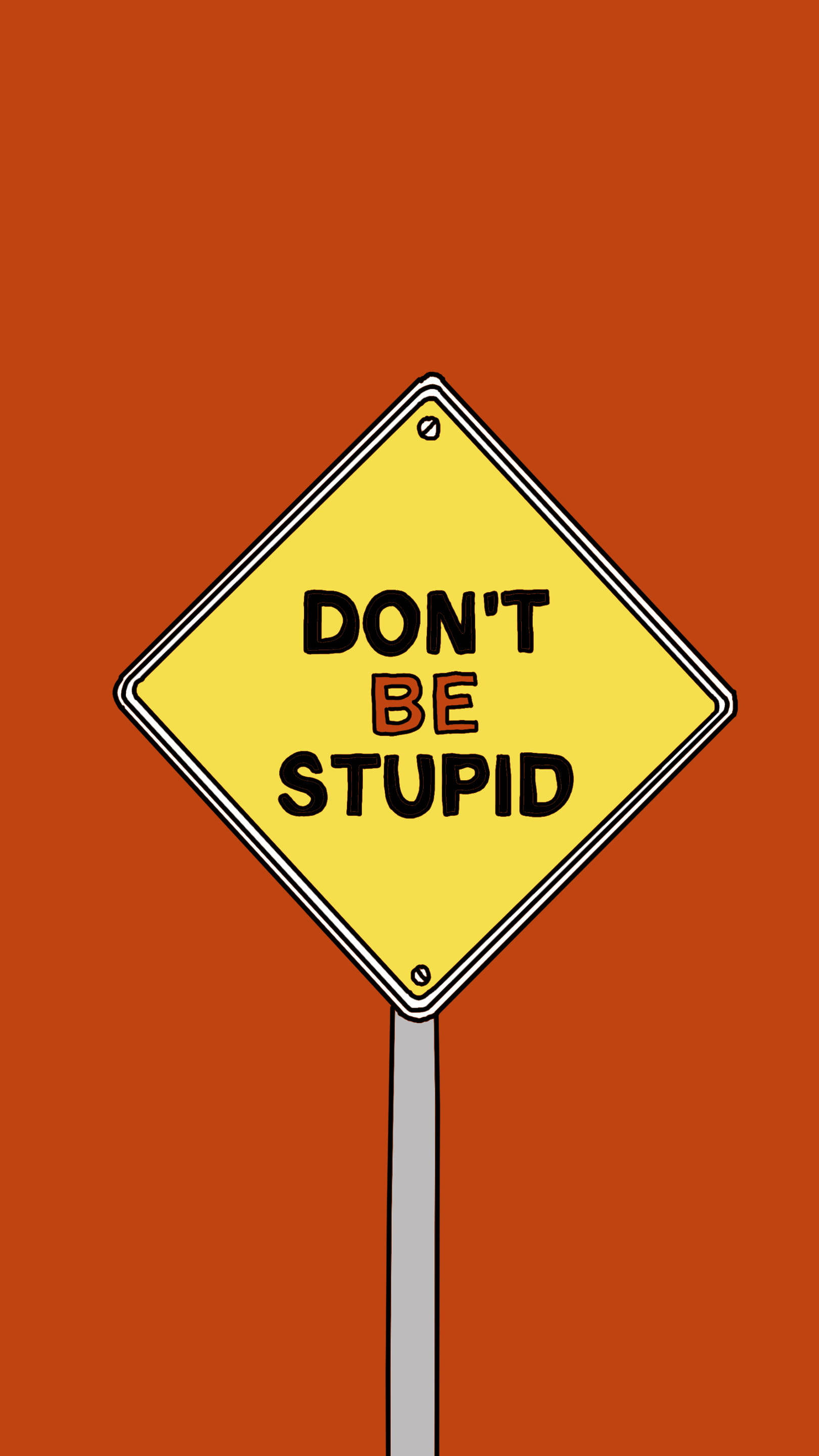 70s Retro Aesthetic, yellow diamond-shaped warning sign, black text, 2K Phone Wallpaper