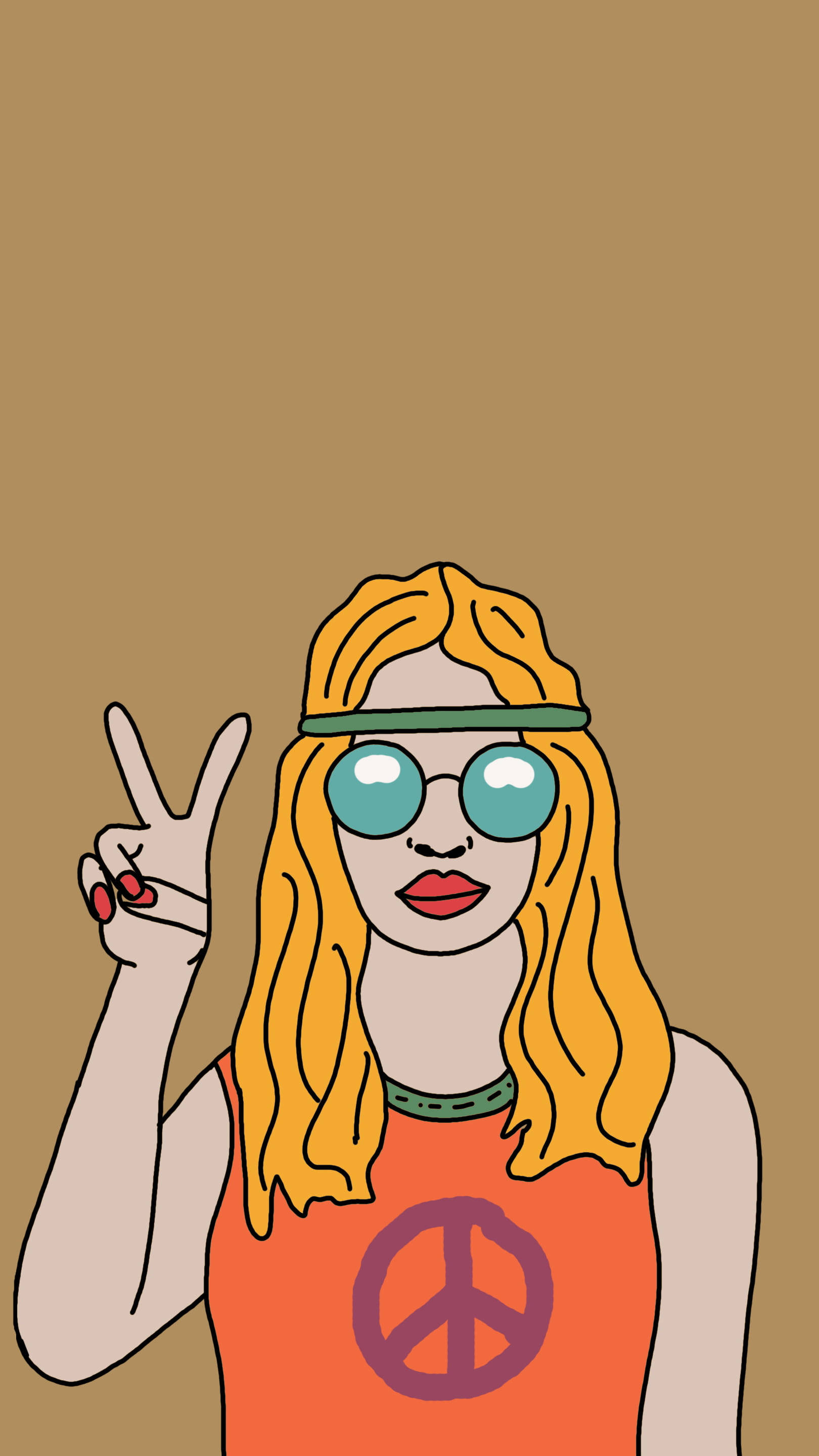 peace sign, hippie, 70s Retro Aesthetic, 2K Phone Wallpaper