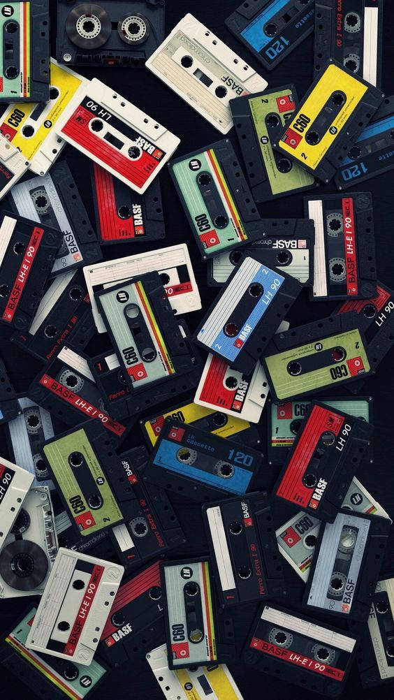 70s, cassette tapes, vintage audio cassette tapes, SD Phone Wallpaper