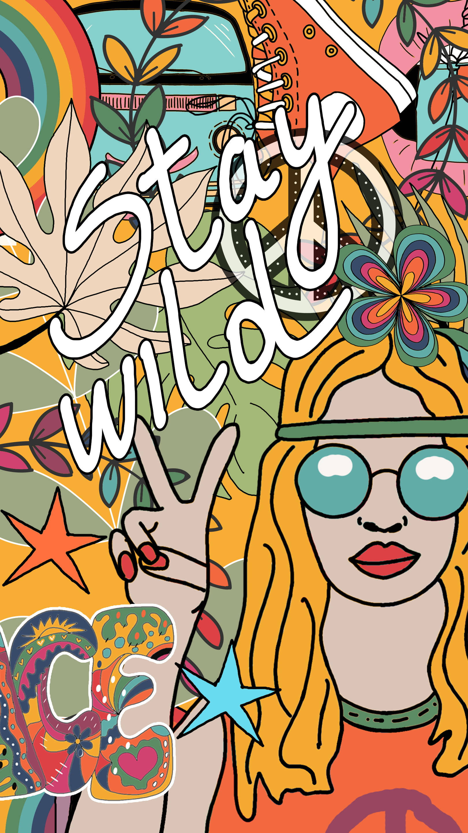 70s, psychedelic illustration, blonde woman, 2K Phone Wallpaper
