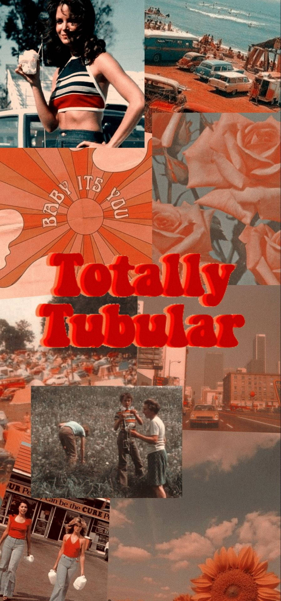70s, orange, retro aesthetic, Full HD Phone Wallpaper