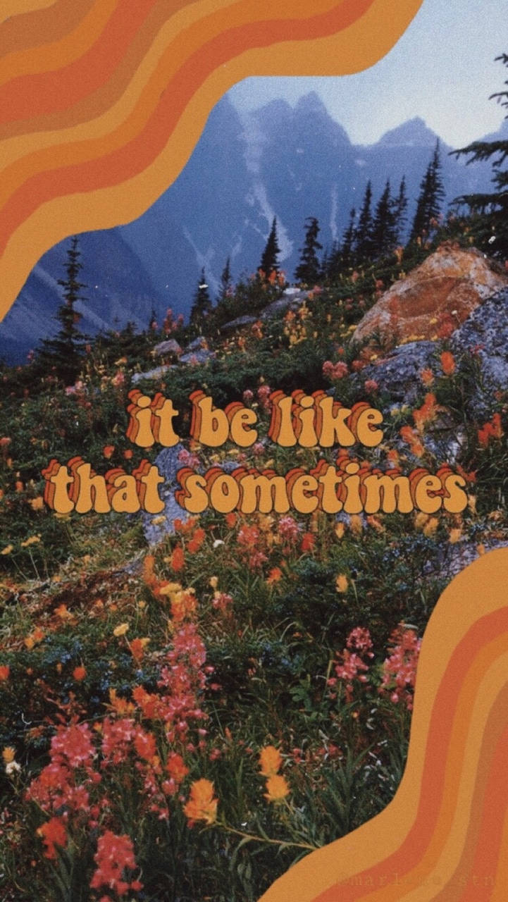 70s, retro orange wave graphics, wildflowers, HD Phone Wallpaper