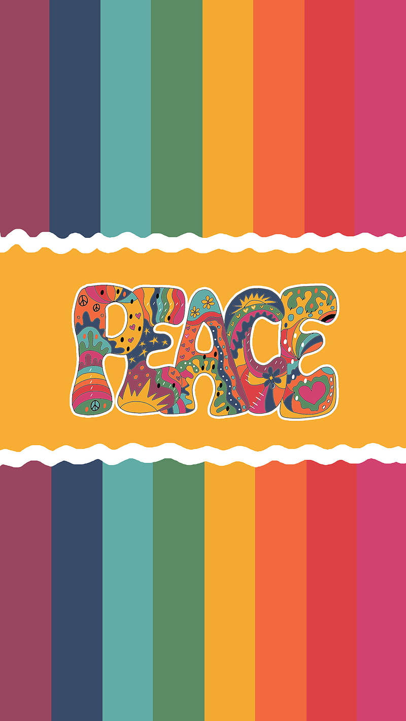70s, peace hippie, rainbow, HD Phone Wallpaper