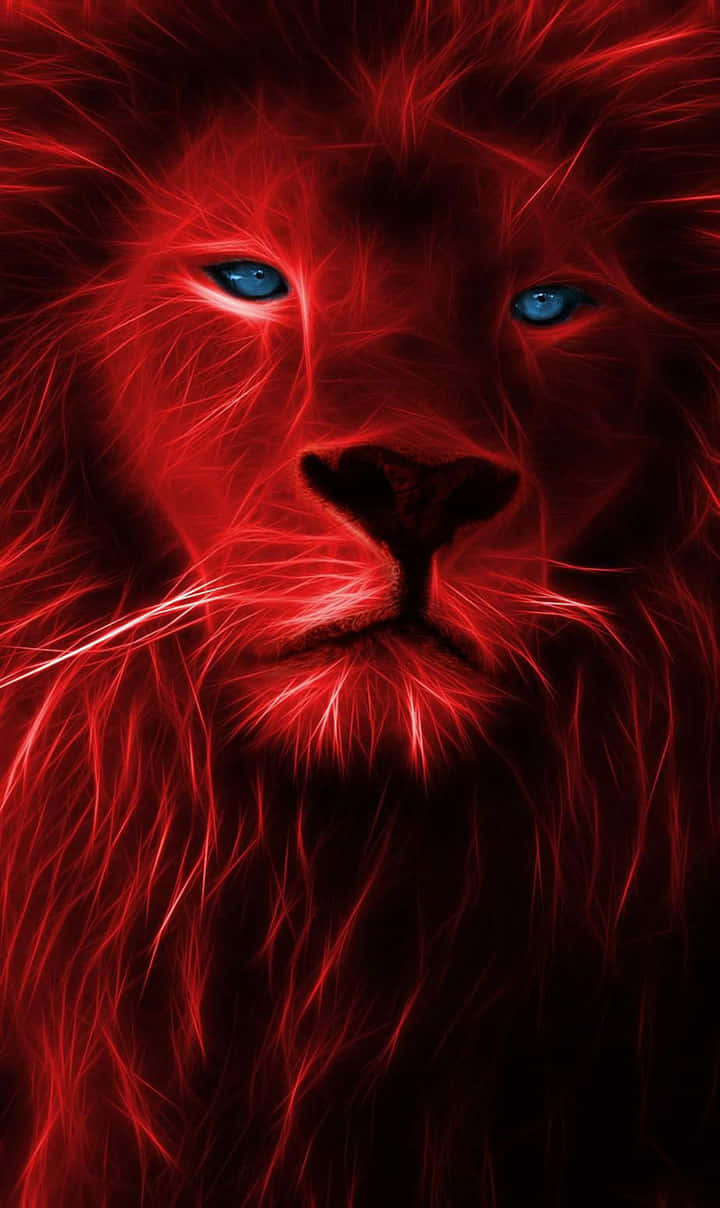 720x1208, digital-art lion, glowing red fur, SD Phone Wallpaper