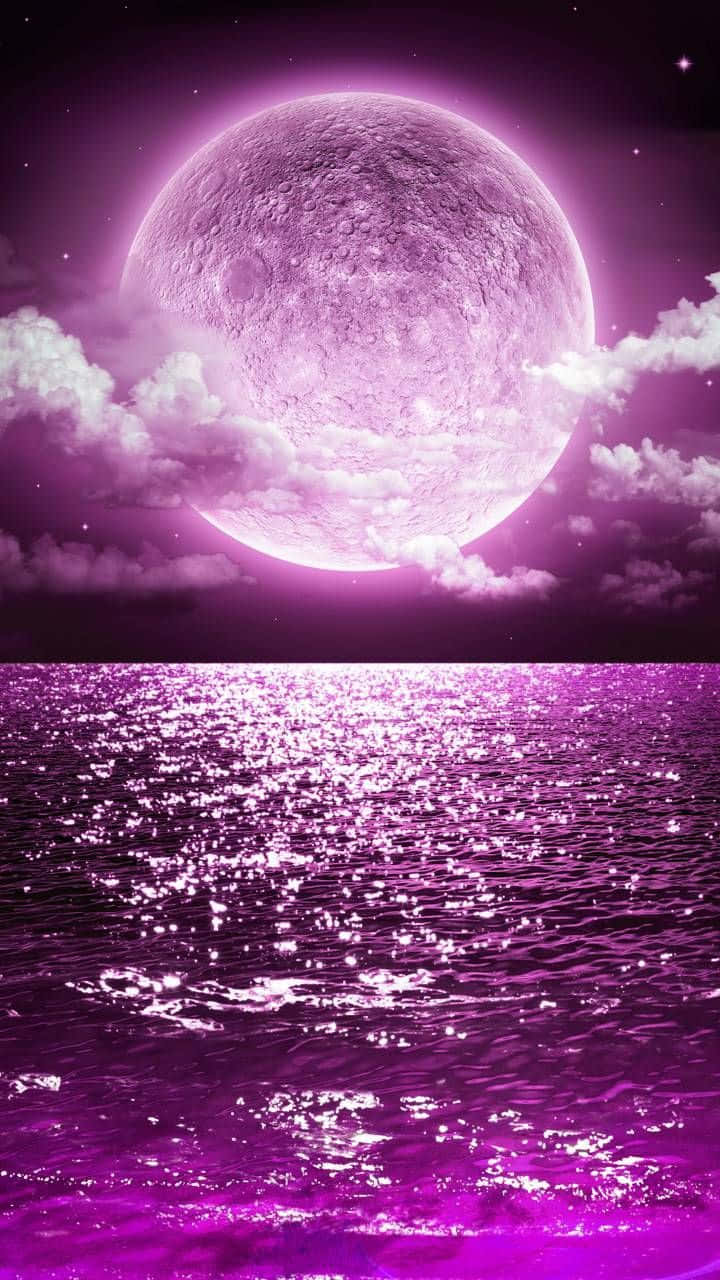 720x1280, glowing purple moon, sparkling purple ocean, HD Phone Wallpaper