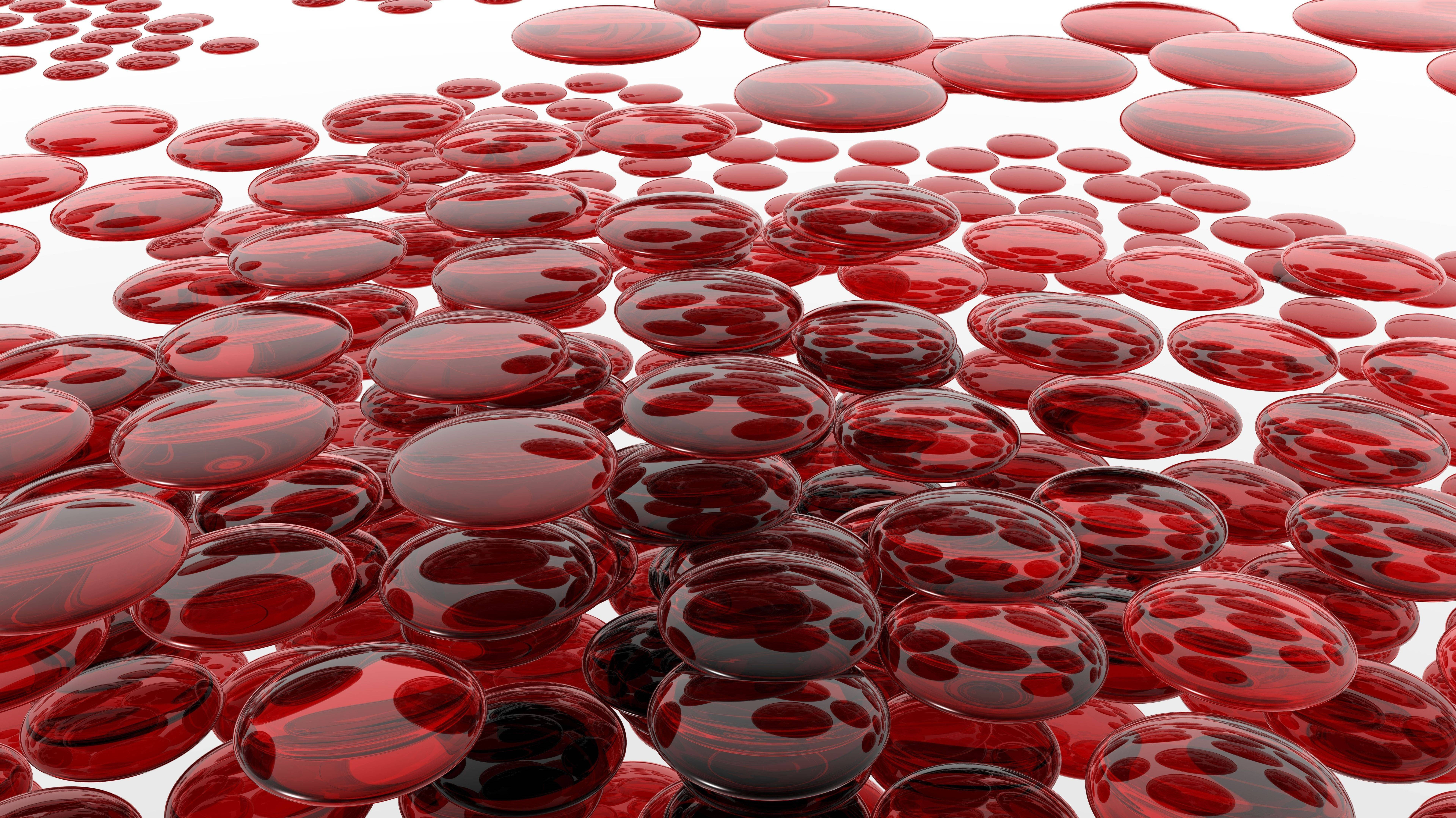 7680x4320, glossy red translucent spheres, white surface, 8K Desktop Wallpaper