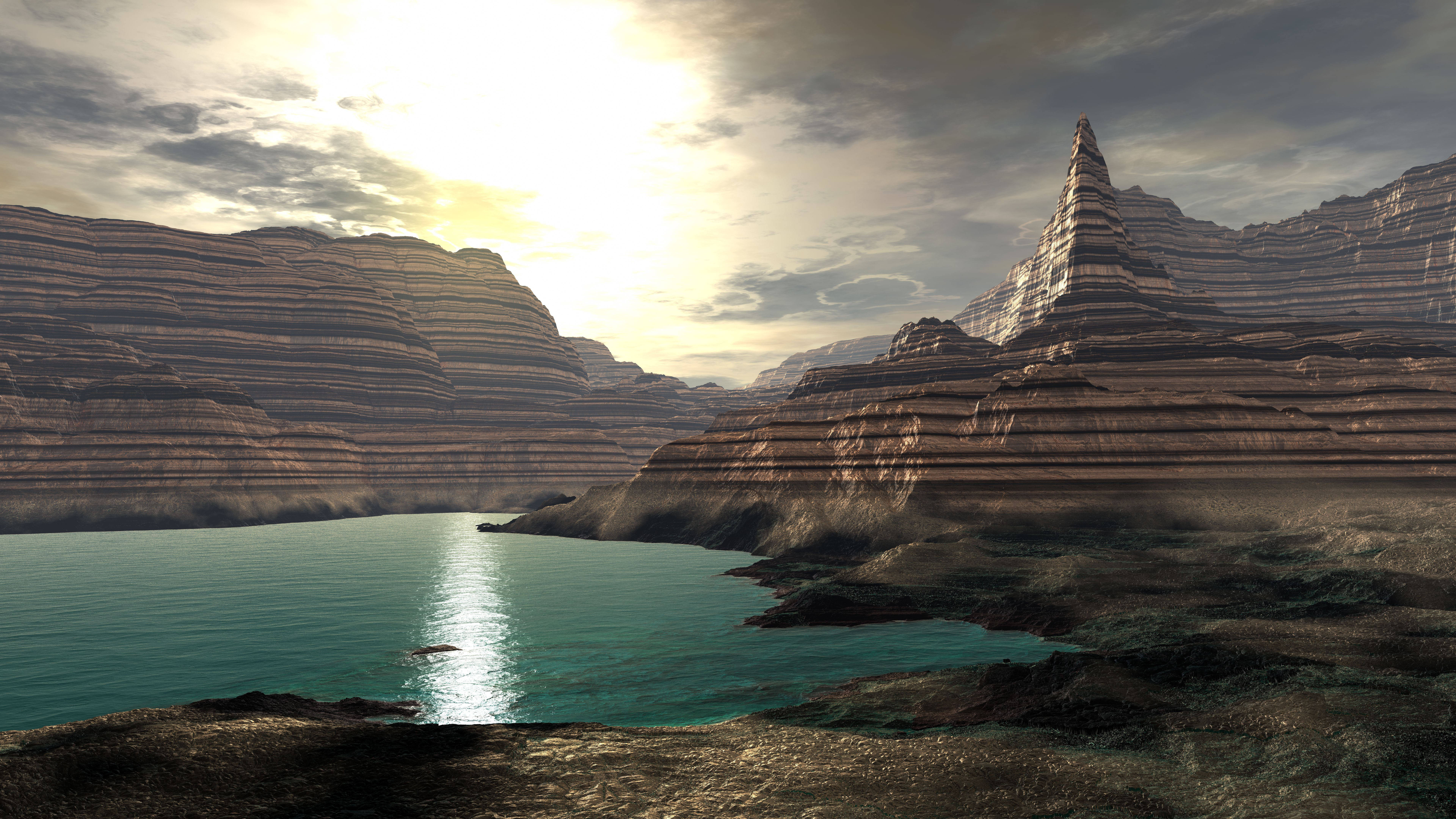 7680x4320, canyon, lake, 8K Desktop Wallpaper