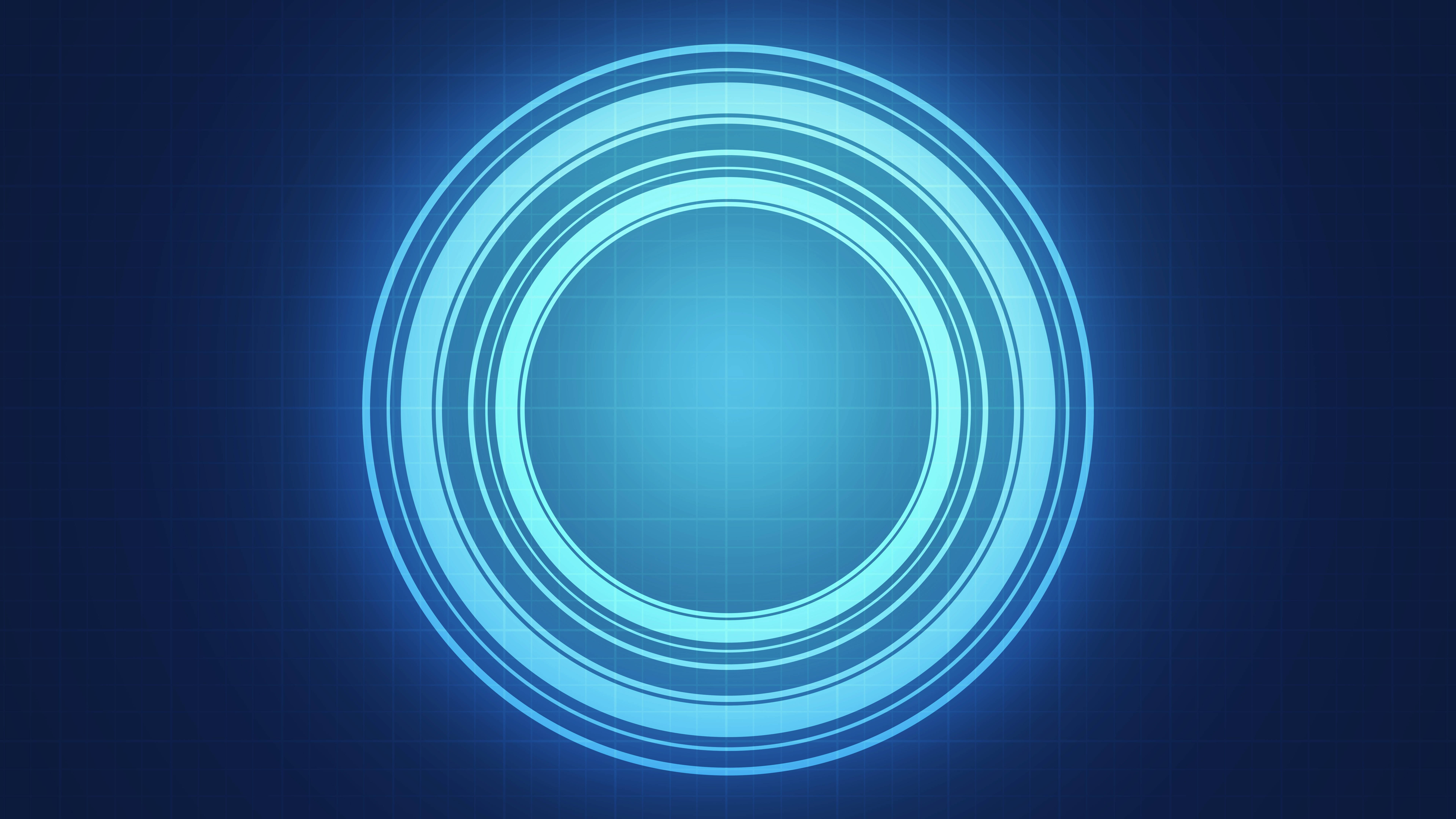 7680x4320, glowing cyan circular interface, concentric rings, 8K Desktop Wallpaper