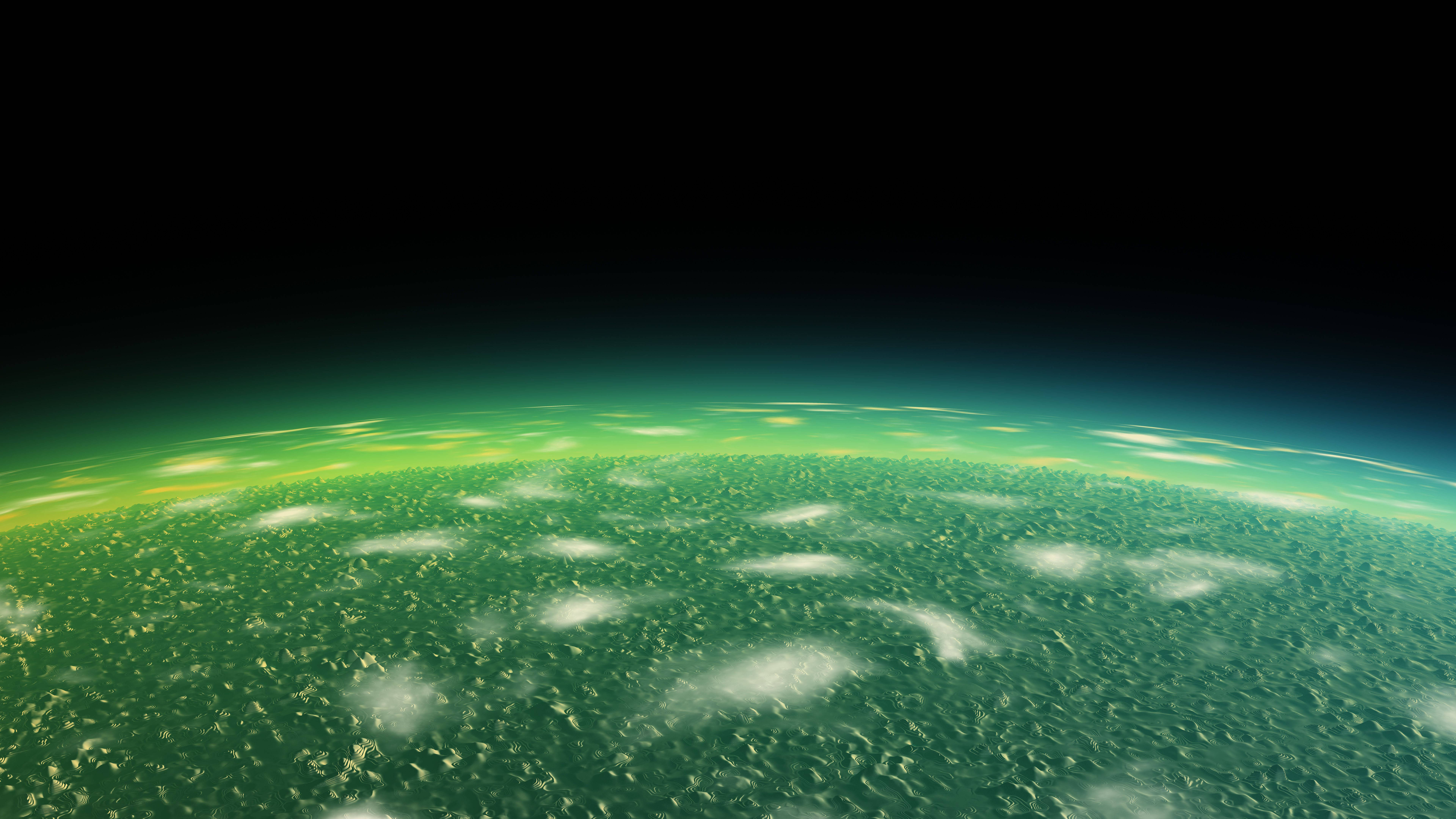 7680x4320, green planet, swirling white clouds, 8K Desktop Wallpaper