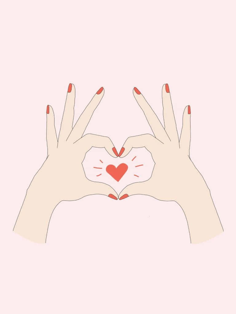 red nails, heart shape, glowing red heart, SD Phone Wallpaper