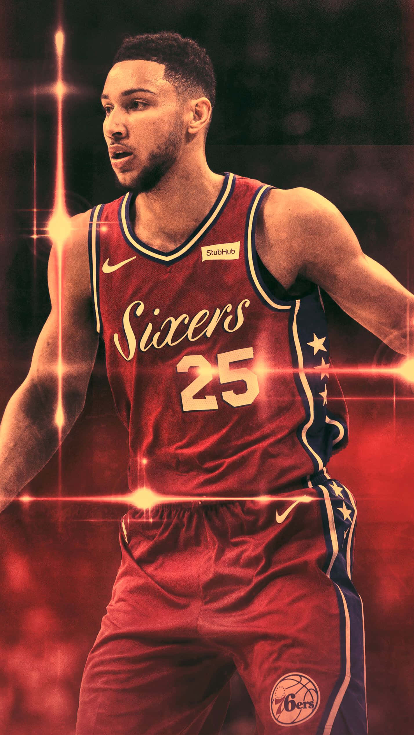 76ers, red Sixers jersey, number 25, Full HD Phone Wallpaper