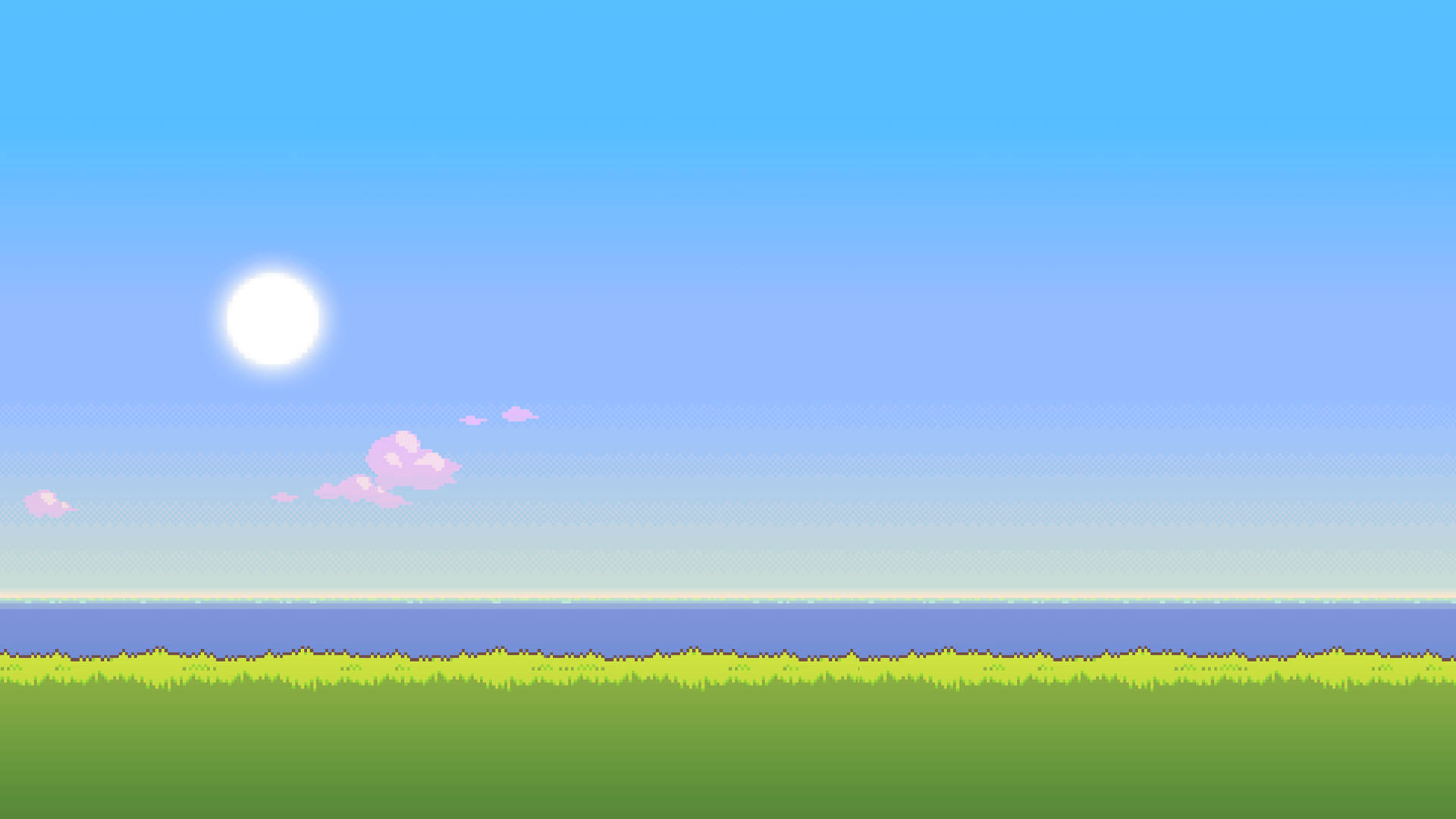 beach, 8 Bit, bright sun, Full HD Desktop Wallpaper