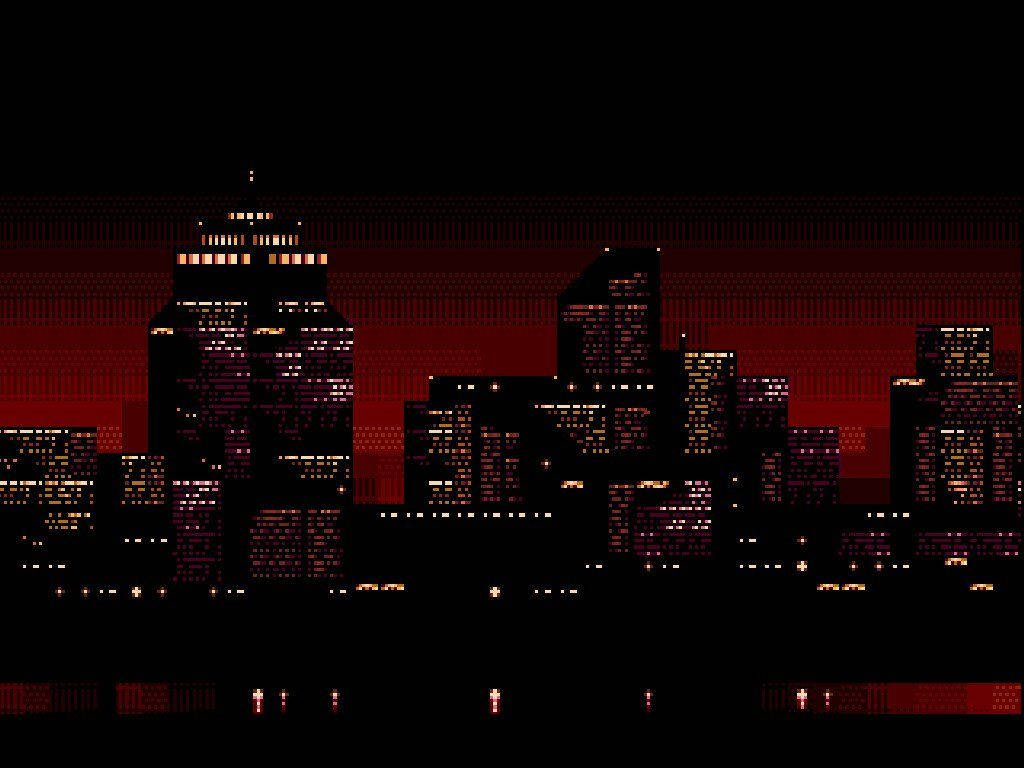 8 Bit, city skyline, night, SD Desktop Wallpaper