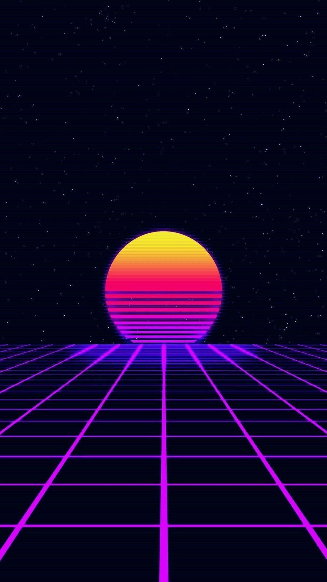 80s Aesthetic iPhone, glowing sunset, orange pink and purple hues, Full HD Phone Wallpaper