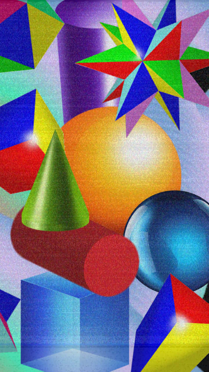 80s Aesthetic iPhone, glossy, geometric shapes, HD Phone Wallpaper