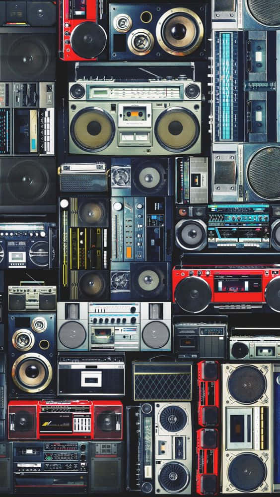 80s iPhone, vintage boomboxes, audio gear, SD Phone Wallpaper
