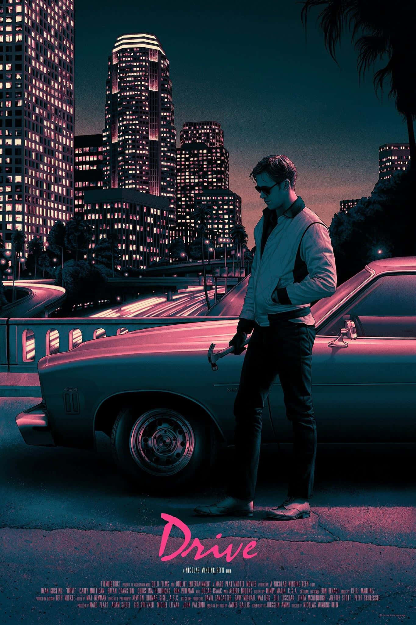 80s Aesthetic iPhone, neon-lit city skyscrapers, vintage car, Full HD Phone Wallpaper