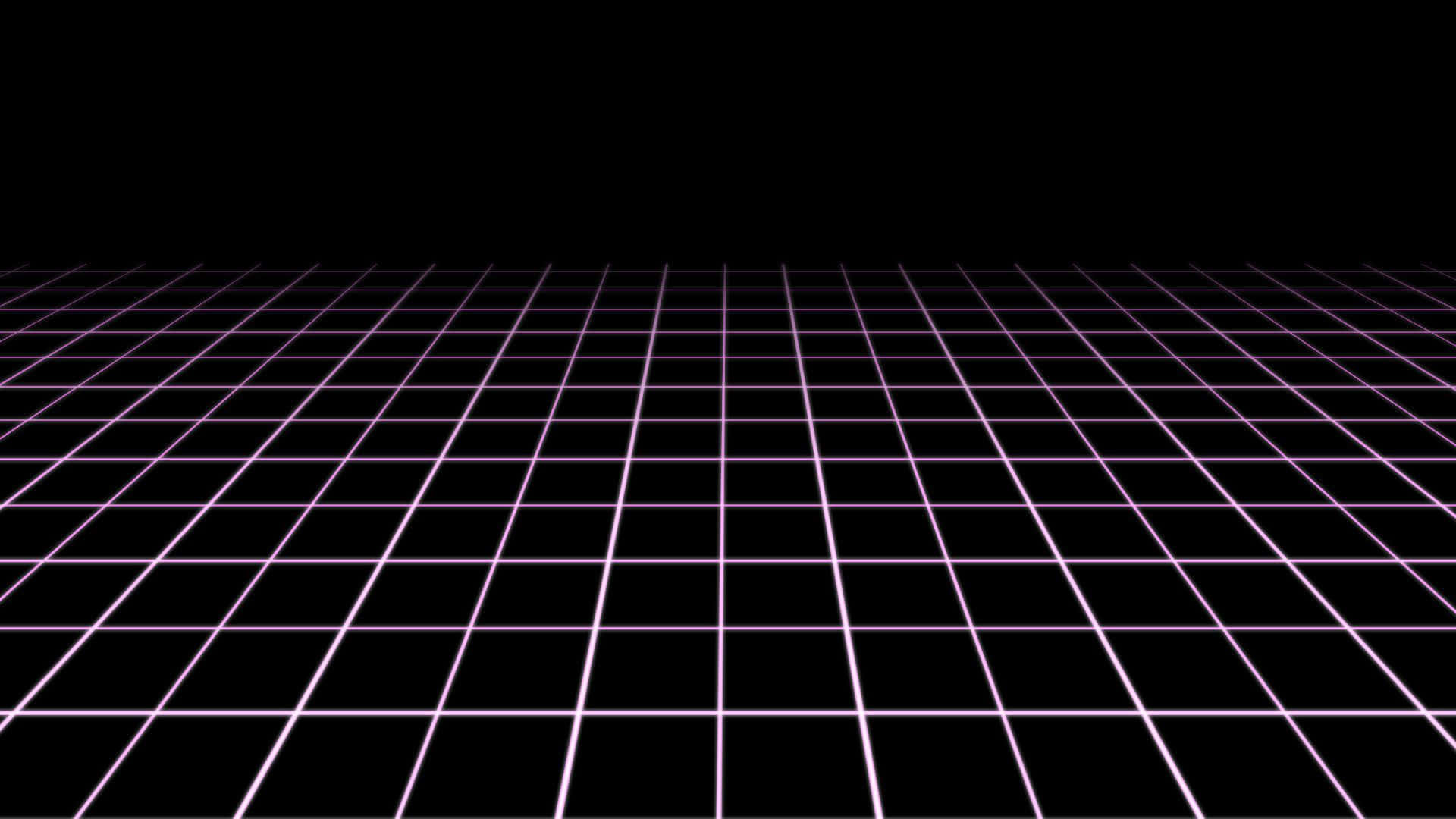 80s Aesthetic, glowing purple grid, black void, Full HD Desktop Wallpaper