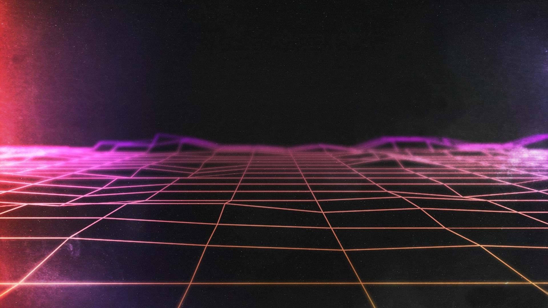neon grid, pink and purple hues, retro-futuristic glow, Full HD Desktop Wallpaper