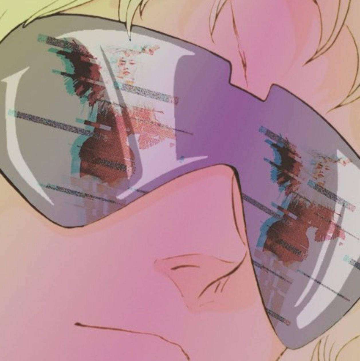 80s anime aesthetic, sunglasses, pink rim, SD Phone Wallpaper