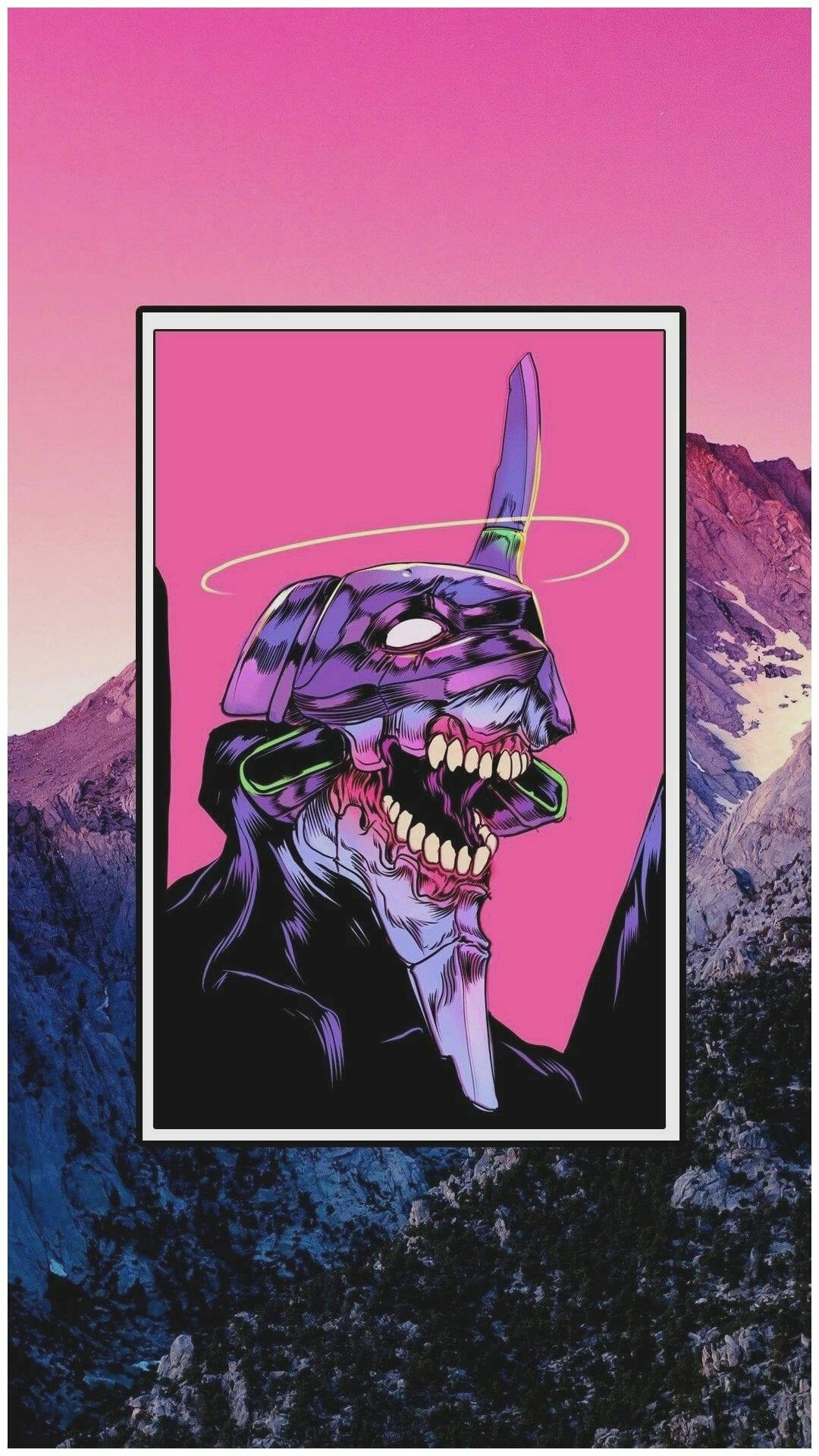 80s anime aesthetic, demonic figure, purple horn, Full HD Phone Wallpaper