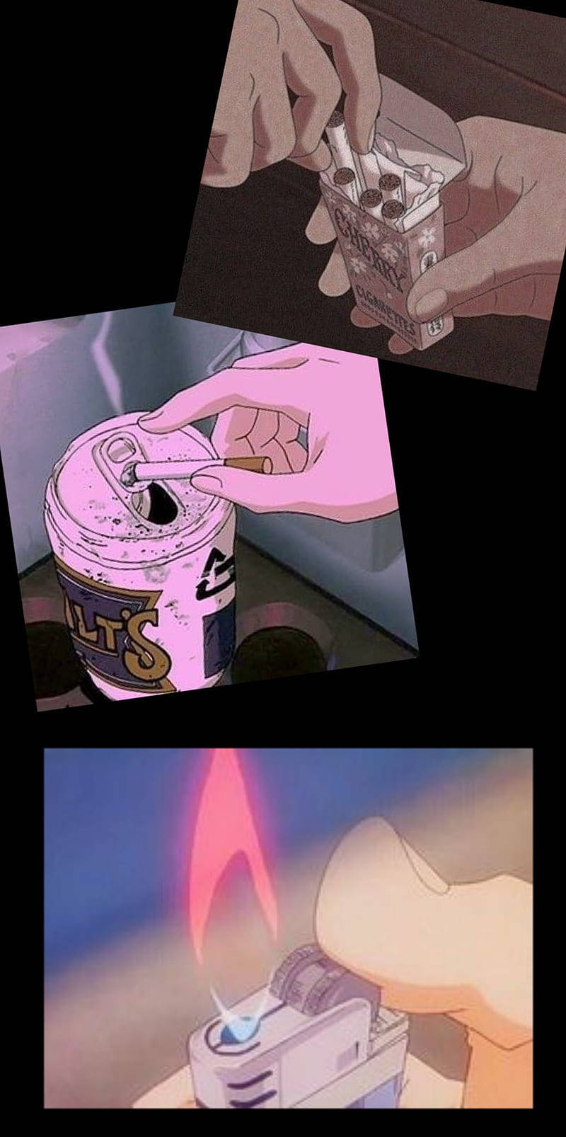 80s anime aesthetic, anime-style panels, cigarette pack, HD Phone Wallpaper