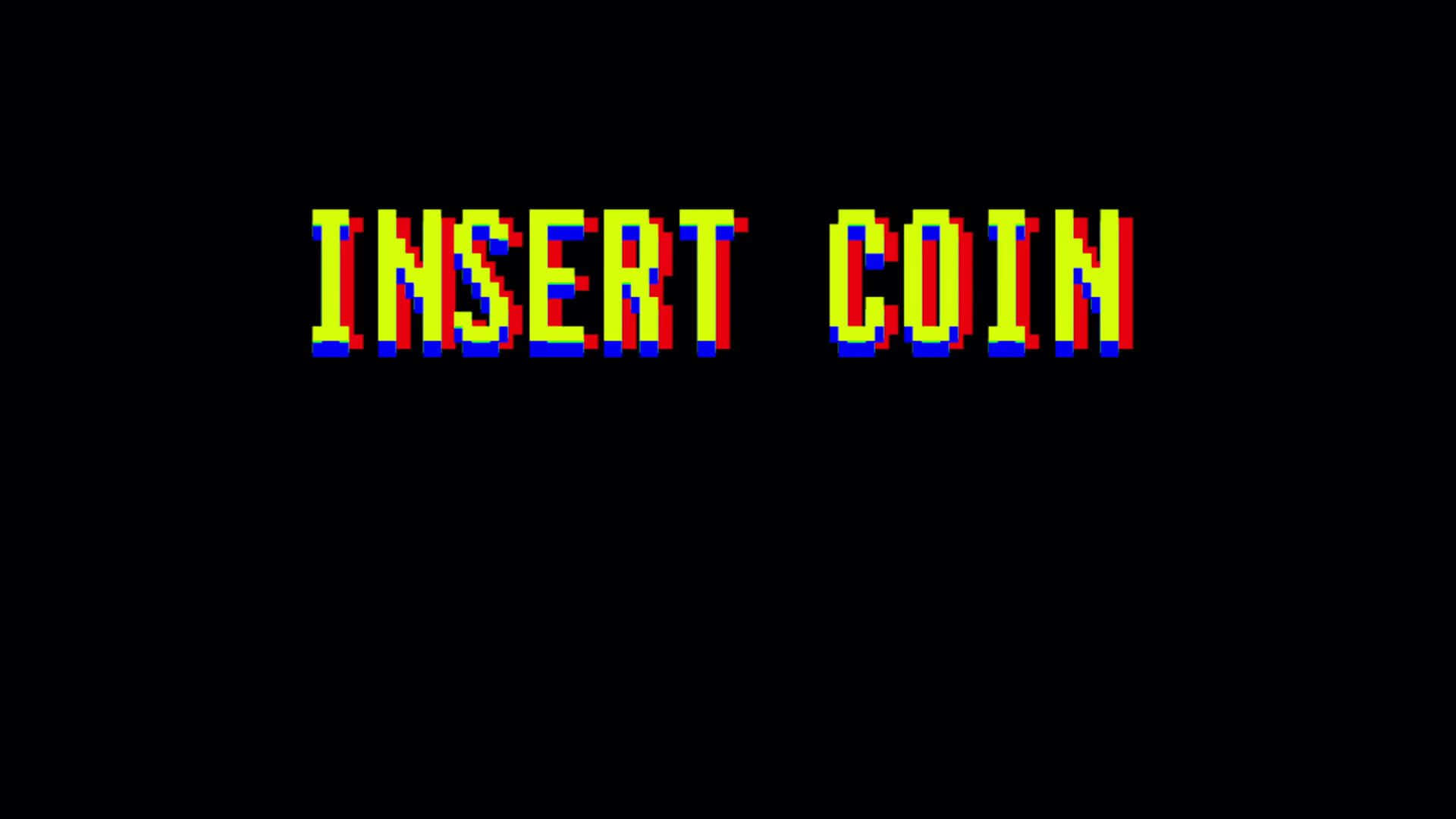 80s Retro Arcade, pixelated text, insert coin, Full HD Desktop Wallpaper