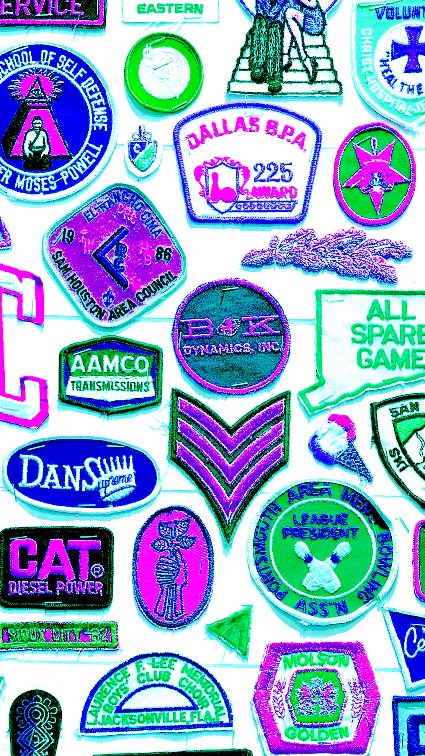 80s Retro Vintage, cloth badges, embroidered patches, 2K Phone Wallpaper