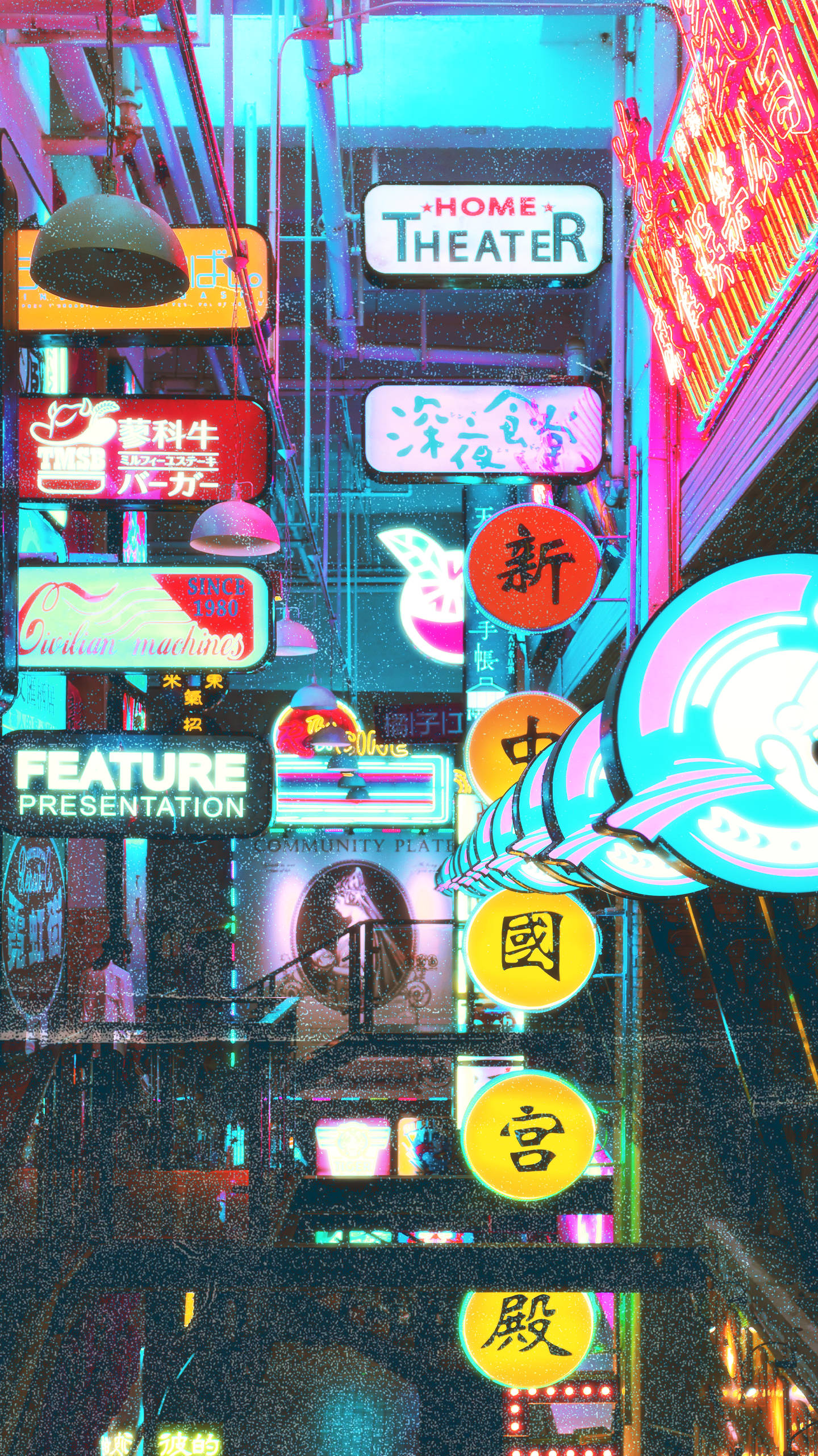 80s Retro Vintage, neon signs, Japanese, 2K Phone Wallpaper