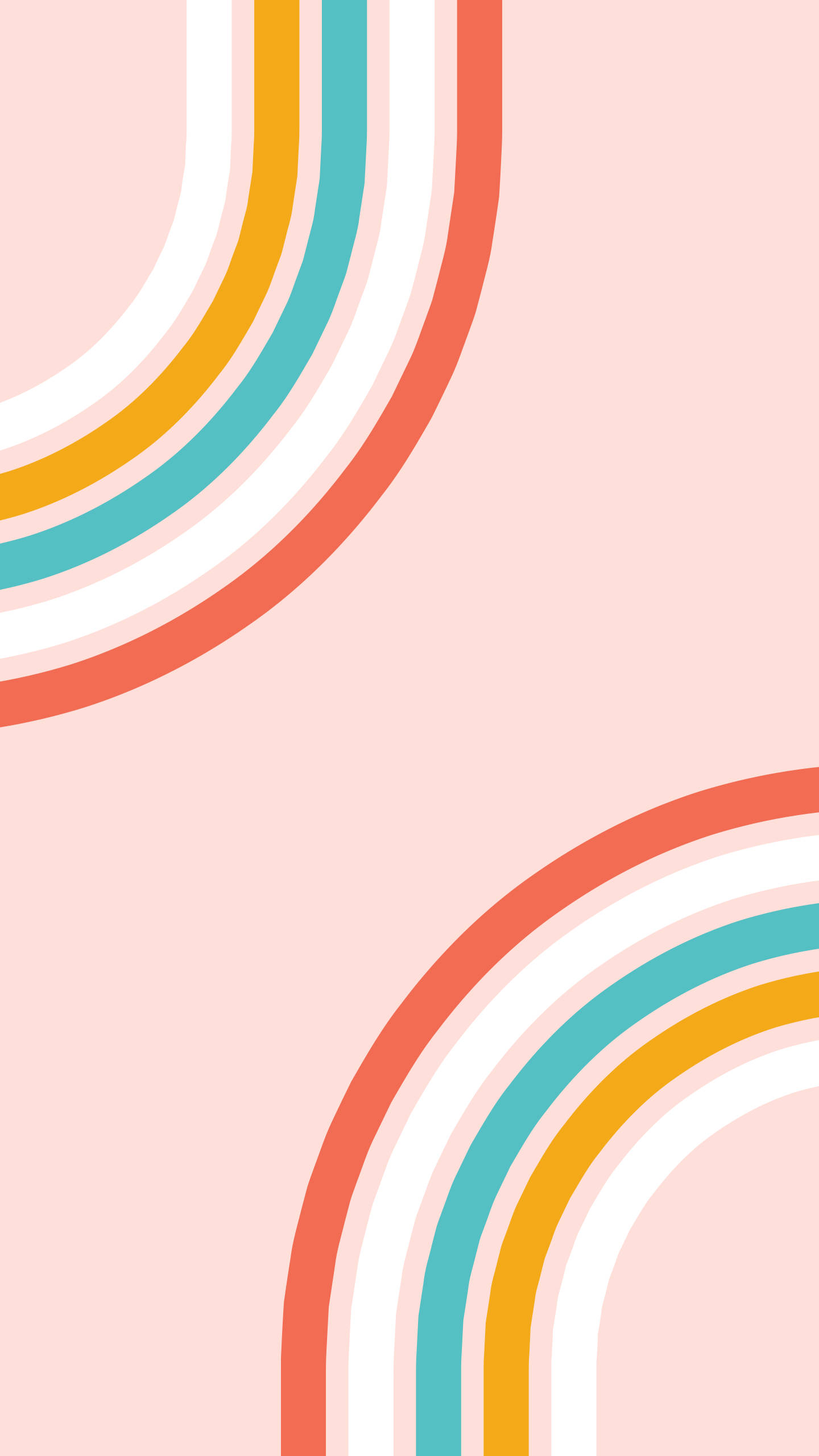80s Retro Vintage, pastel pink, curved rainbow stripes, 2K Phone Wallpaper