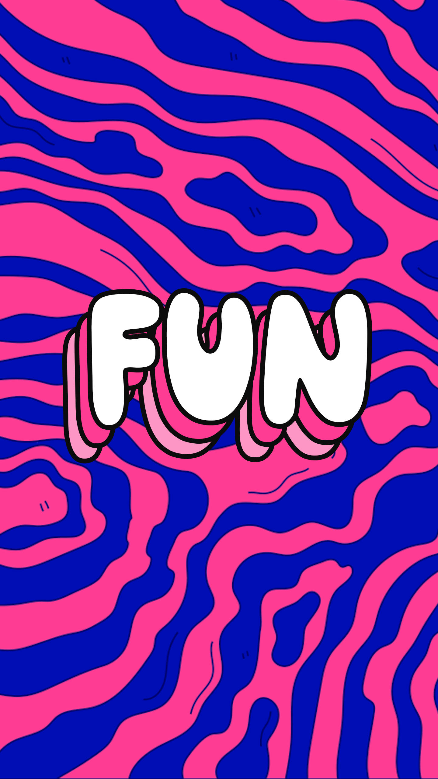 80s Retro Vintage, pink and blue wavy stripes, chunky white letters, 2K Phone Wallpaper