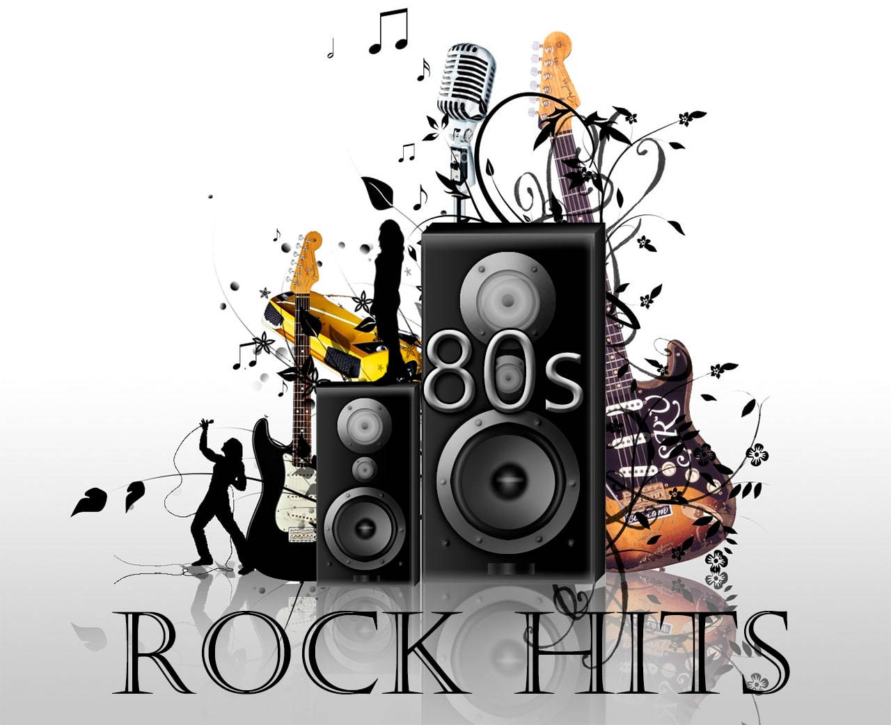 80s Rock, stereos, guitars, HD Desktop Wallpaper