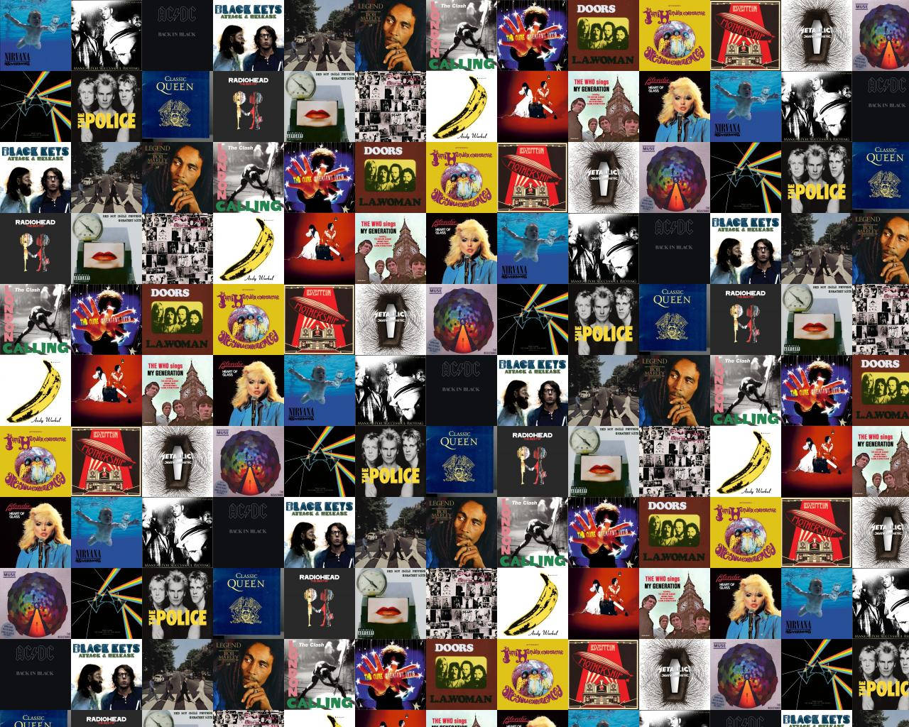 80s Rock, classic rock album covers, grid pattern, HD Desktop Wallpaper