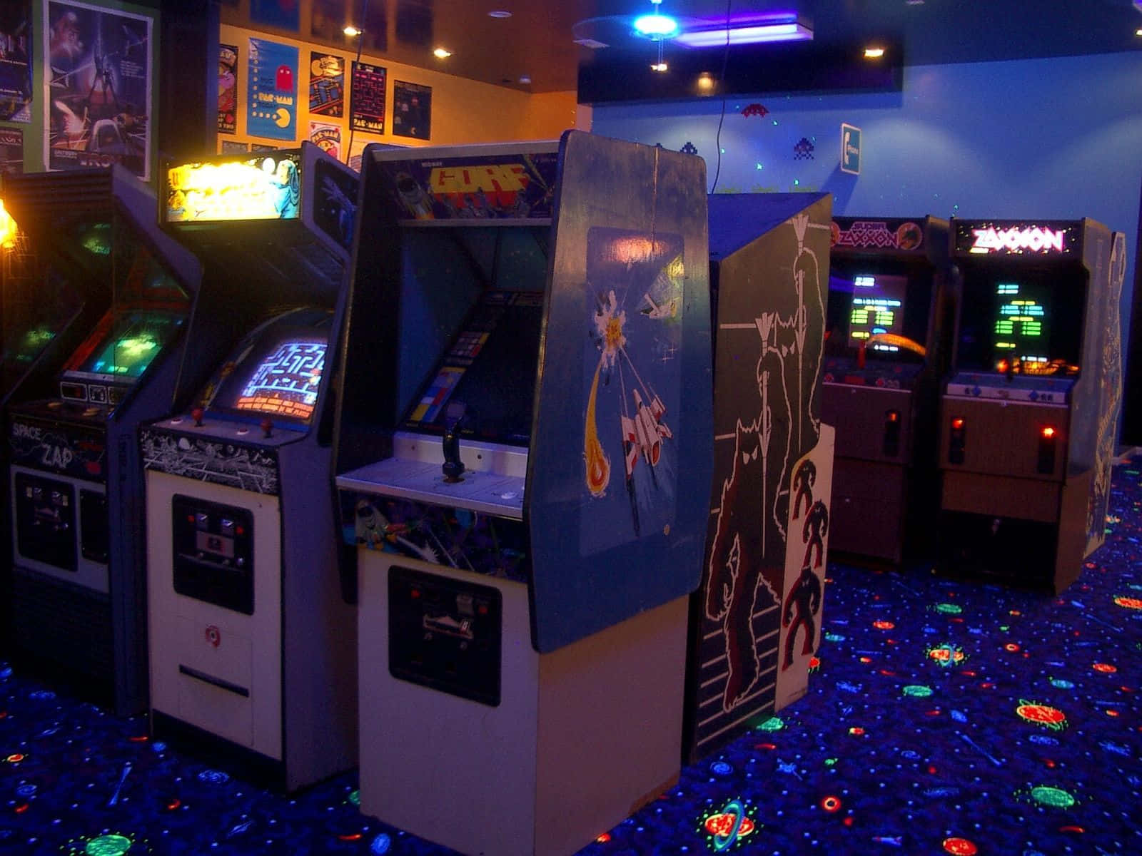 80s, retro arcade, neon lights, HD Desktop Wallpaper