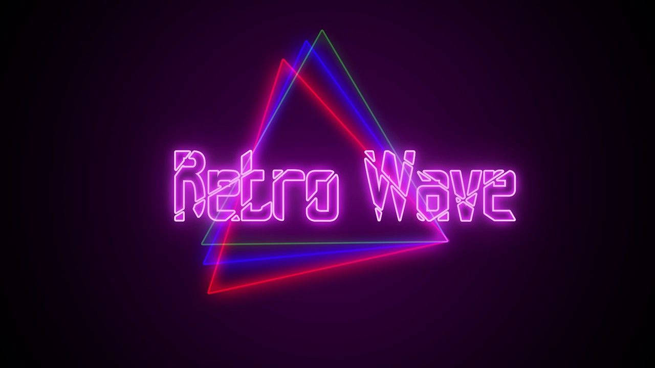 Retro Wave, neon text, intersecting triangles, HD Desktop Wallpaper