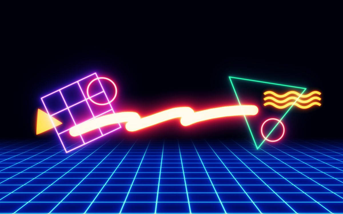 neon, geometric shapes, glowing lines, SD Desktop Wallpaper