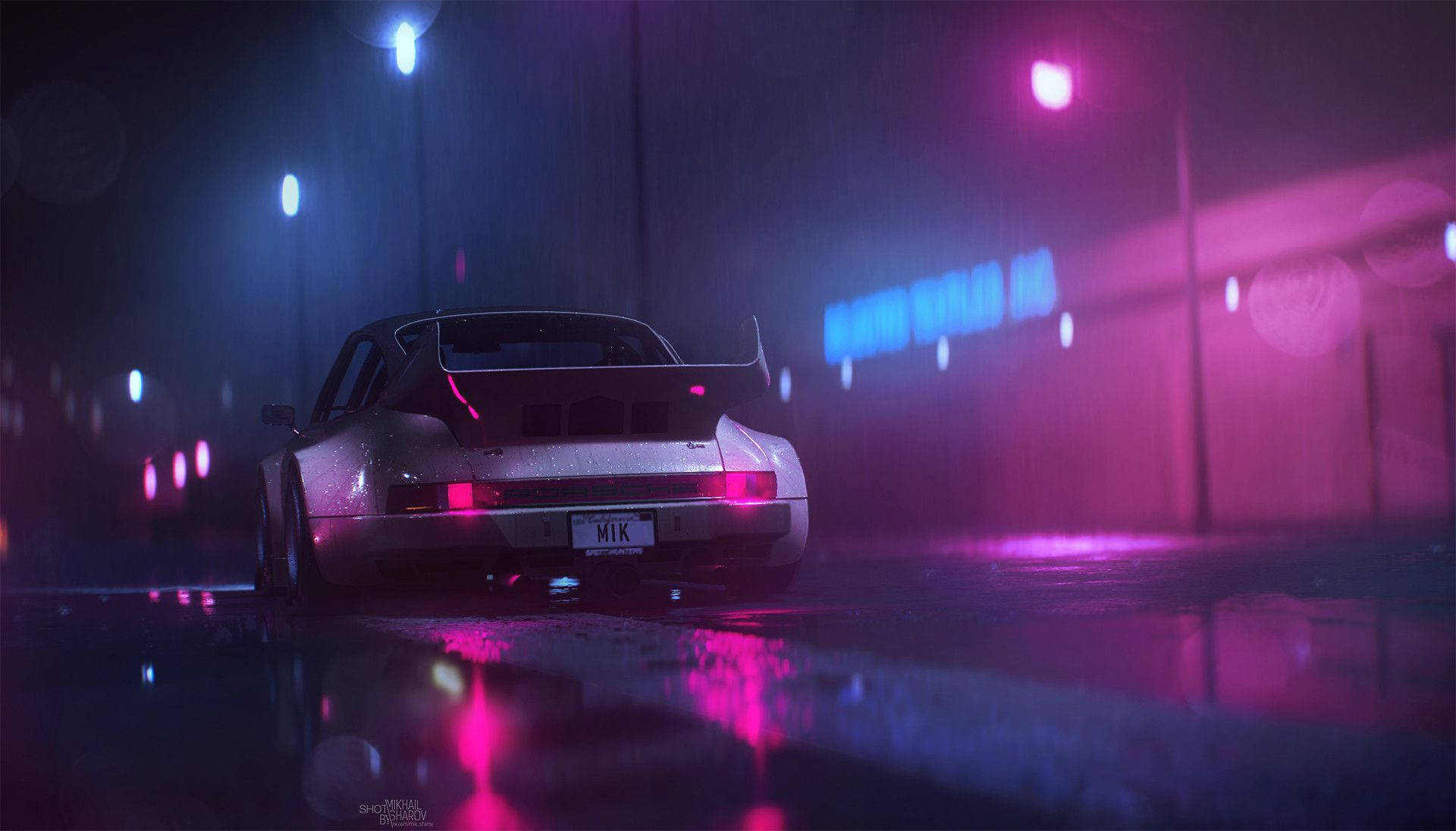 80s neon nights, neon pink, neon blue, Full HD Desktop Wallpaper