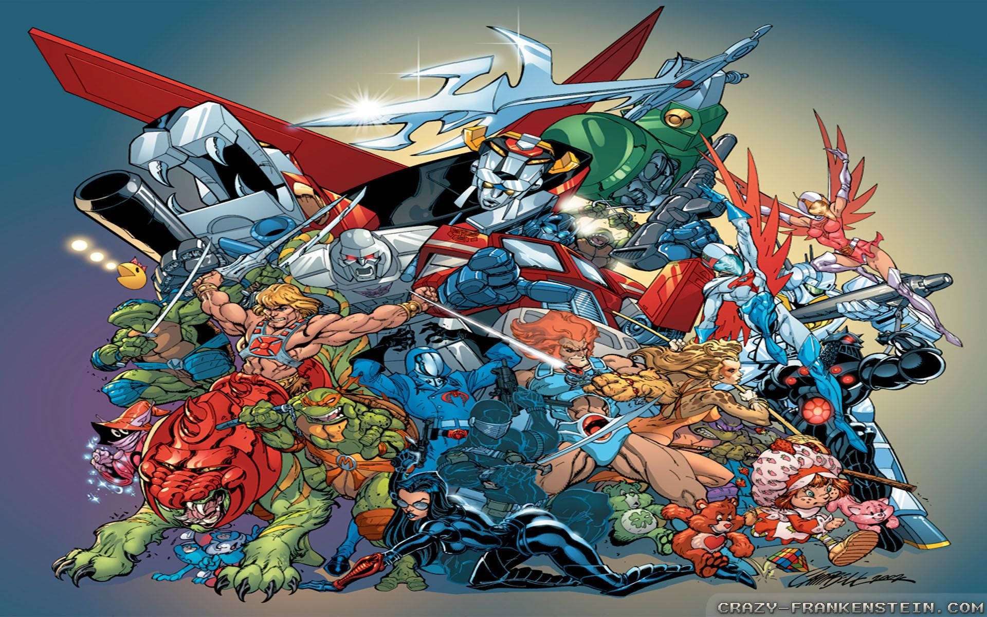 80s, retro cartoon, superheroes, Full HD Desktop Wallpaper