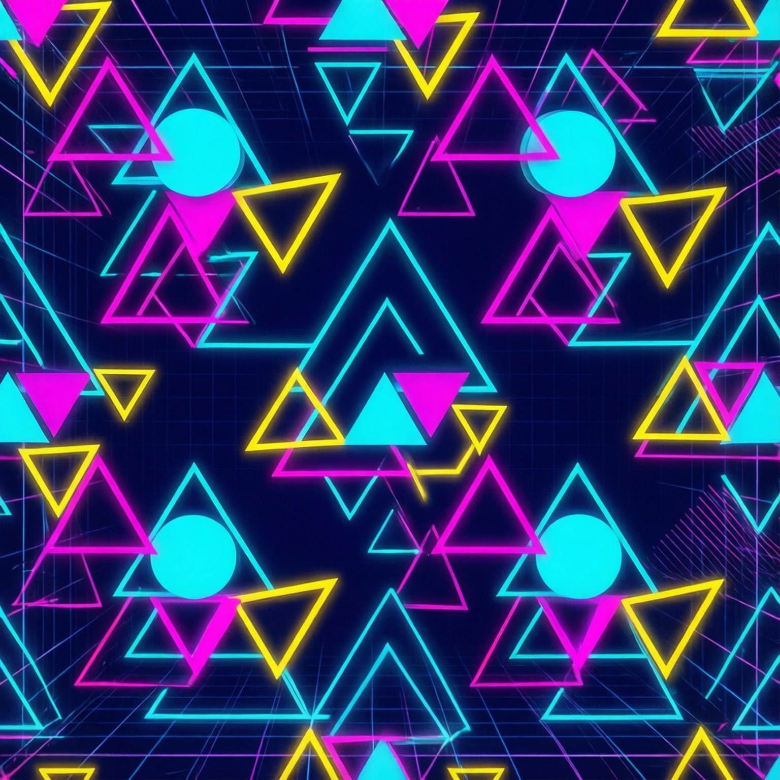 neon geometry, neon triangles, neon circles, HD Desktop Wallpaper