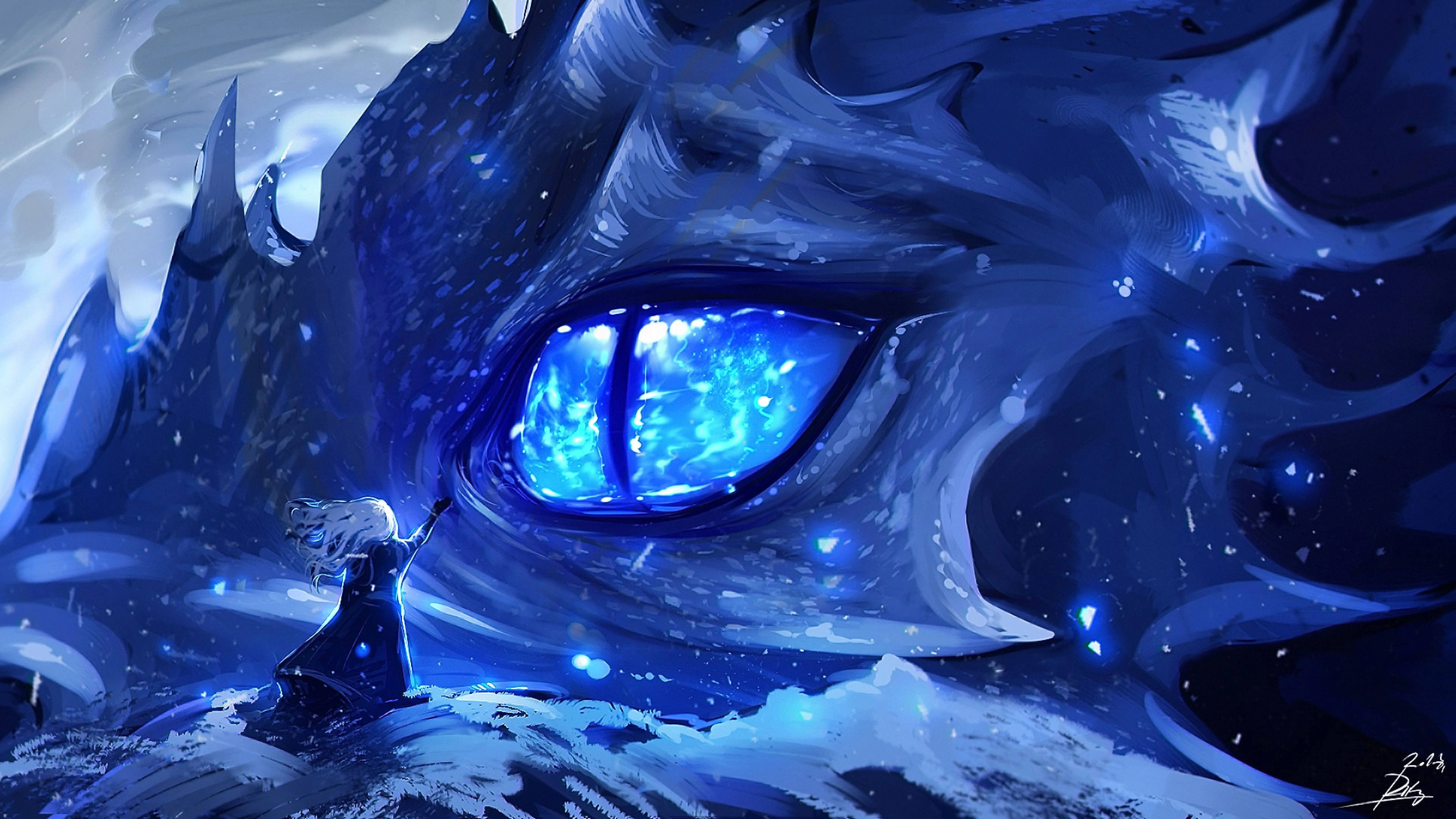 8K Anime, anime girl, dragon, 8K Desktop Wallpaper